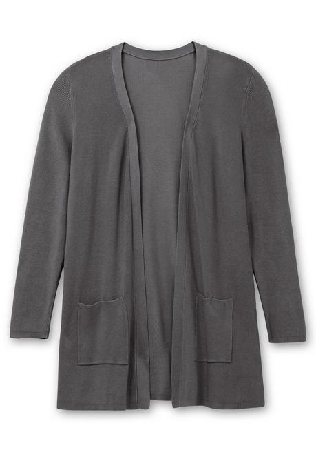 sheego Strickjacke in verschlussloser Form, mit Taschen - anthrazit sheego Schlussverkauf