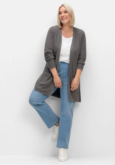 sheego Strickjacke in verschlussloser Form, mit Taschen - anthrazit sheego Schlussverkauf