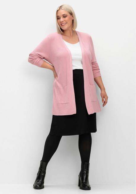 sheego Strickjacke in verschlussloser Form, mit Taschen - rosé sheego Günstiger Verkauf