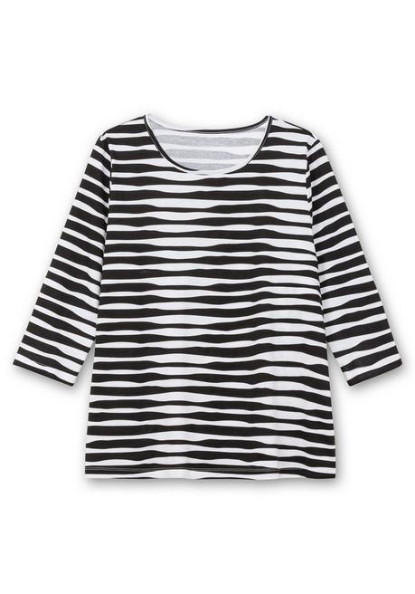 sheego Shirt mit welligen Streifen und 3/4-Ärmeln - schwarz gestreift sheego Meist gekauft