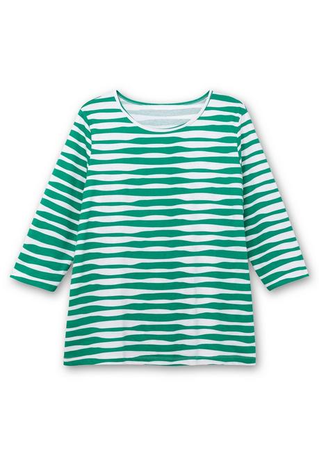 sheego Shirt mit welligen Streifen und 3/4-Ärmeln - blattgrün gestreift sheego Blitzverkäufe