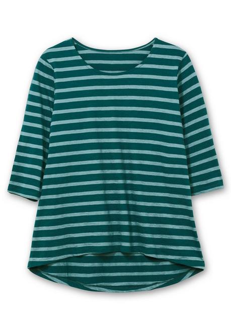 sheego Ringelshirt mit 3/4-Arm, hinten länger als vorn - tiefgrün gestreift sheego Limitierter Zeitrabatt