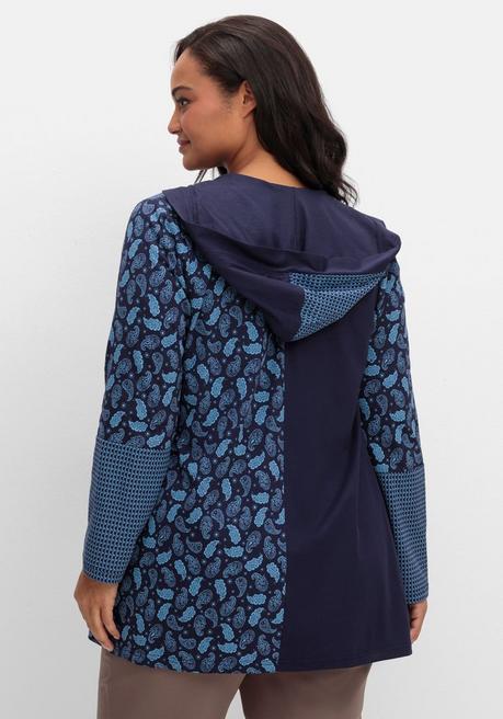 sheego Shirt mit Kapuze und Patchwork-Druck - marine gemustert sheego Fabrik Onlineshop