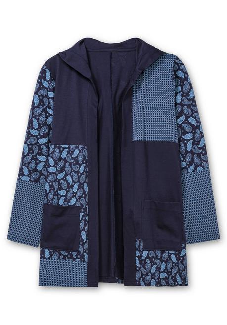 sheego Shirt mit Kapuze und Patchwork-Druck - marine gemustert sheego Fabrik Onlineshop