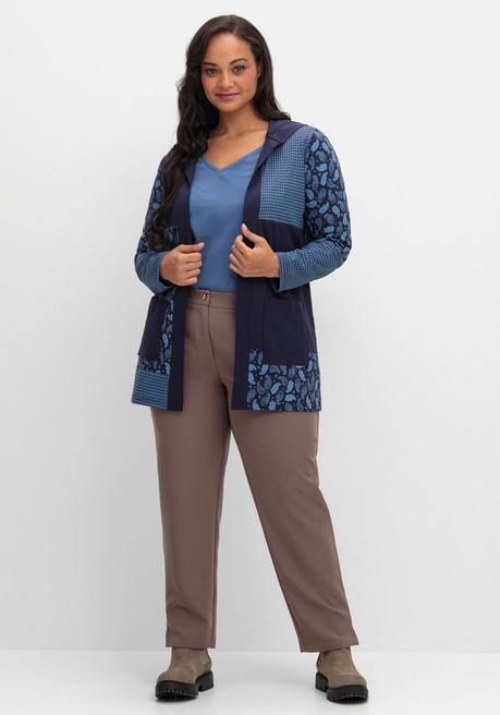 sheego Shirt mit Kapuze und Patchwork-Druck - marine gemustert sheego Fabrik Onlineshop