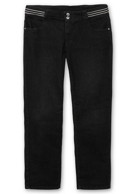 sheego Schmale Jeans mit Glitzer-Zierband am Bund - black Denim sheego Fabrikpreis