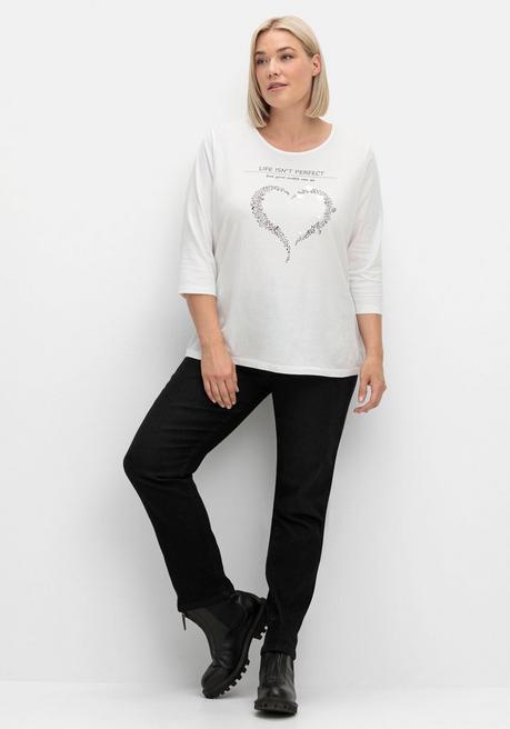 sheego Schmale Jeans mit Glitzer-Zierband am Bund - black Denim sheego Fabrikpreis