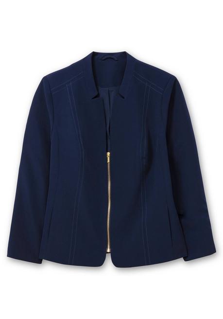 sheego Blazer mit Stehkragen und Kontrast-Zipper - marine sheego Günstig kaufen