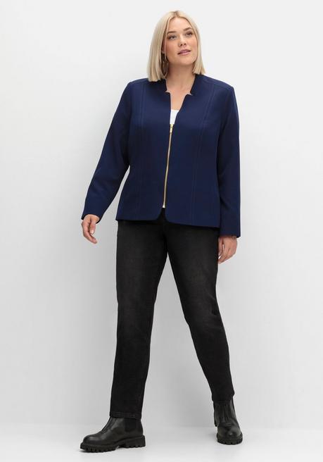 sheego Blazer mit Stehkragen und Kontrast-Zipper - marine sheego Günstig kaufen