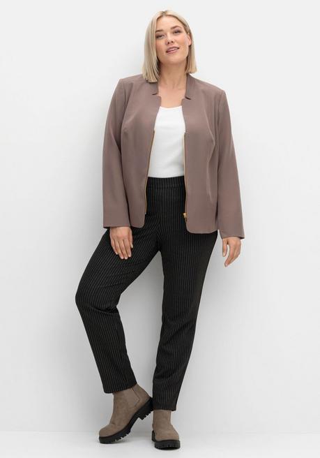 sheego Blazer mit Stehkragen und Kontrast-Zipper - dunkeltaupe sheego Versandkostenfrei