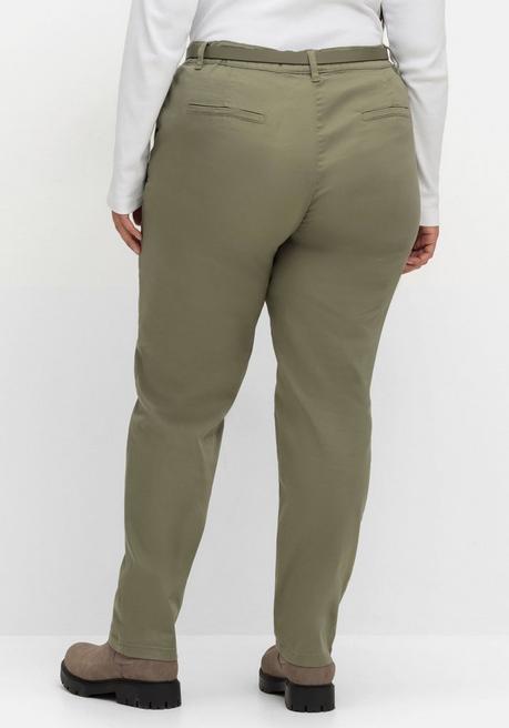 sheego Schmale Chinohose mit Gürtel - khaki sheego Online Shopping