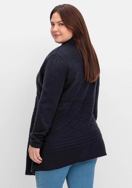 sheego by Joe Browns Longstrickjacke mit Schalkragen und Zipfelsaum - tiefblau sheego Exklusivangebot