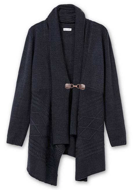 sheego by Joe Browns Longstrickjacke mit Schalkragen und Zipfelsaum - tiefblau sheego Exklusivangebot