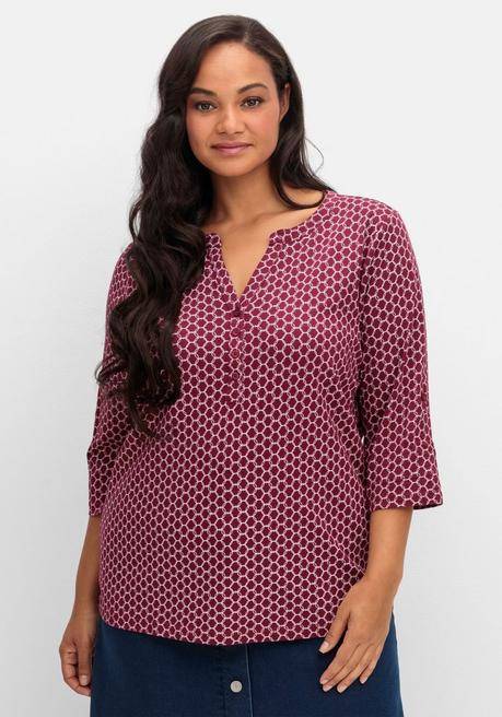 sheego Shirt mit 3/4-Ärmeln und Grafikprint - bordeaux bedruckt sheego Black Friday
