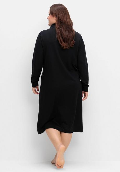 sheego Sweatkleid mit weitem Kragen und Seitentaschen - schwarz sheego Weihnachtsangebot