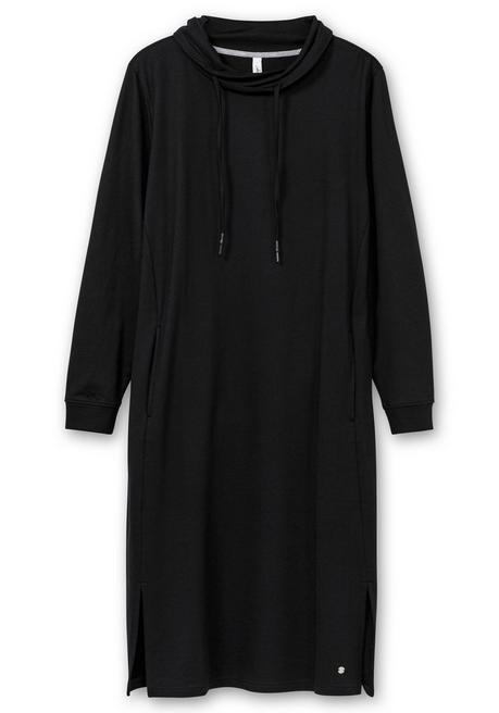 sheego Sweatkleid mit weitem Kragen und Seitentaschen - schwarz sheego Weihnachtsangebot