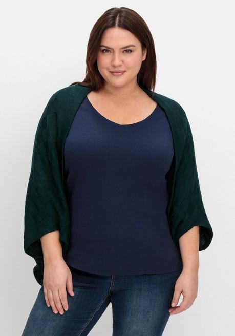 sheego Strickcape im tonigen Schachbrettmuster - tiefgrün sheego Osterangebot