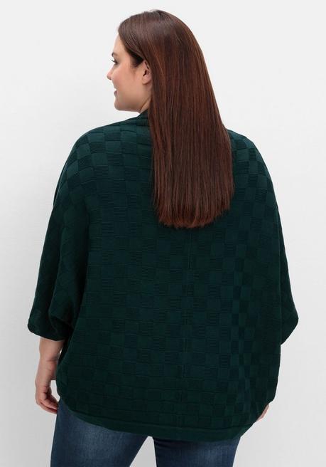 sheego Strickcape im tonigen Schachbrettmuster - tiefgrün sheego Osterangebot