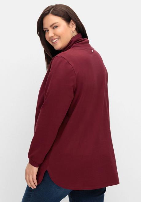 sheego Sweatshirt mit hohem Kragen und Tunnelzug - weinrot sheego Vatertagsangebot