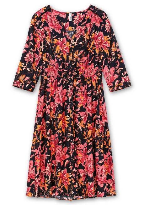 sheego Midikleid aus Crêpe, mit Blumendruck - schwarz gemustert sheego Valentinstagsangebot