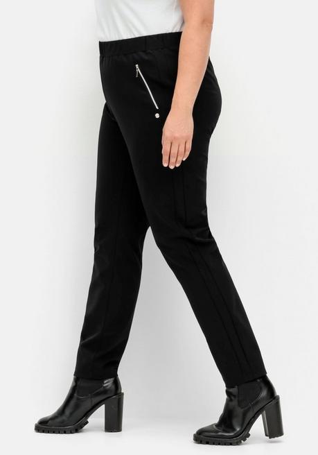 sheego Schmale Hose mit Stretchbund, aus Scuba-Qualität - schwarz sheego Jubiläumsangebot