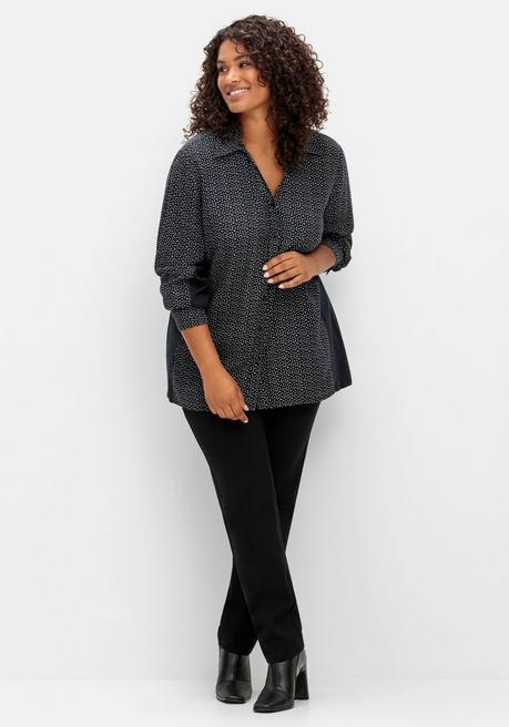 sheego Bluse mit Print und elastischen Einsätzen - schwarz gemustert sheego Lagerräumung