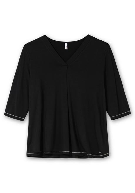 sheego 3/4-Arm-Shirt in leichter A-Linie, mit TENCEL™ Lyocell - schwarz sheego Neueste Mode