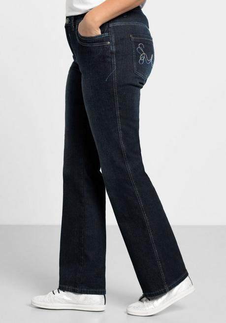 sheego Bootcut-Jeans mit Used-Effekten - dark blue Denim sheego Exklusive Angebote