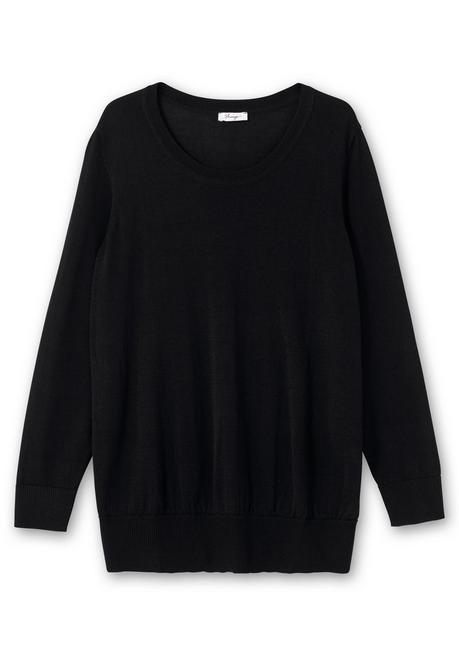 sheego Pullover aus leichtem Strick, mit Rundhalsausschnitt - schwarz sheego Große Rabatte