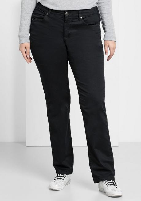 sheego Gerade Hose aus Baumwoll-Twill - schwarz sheego Bestseller