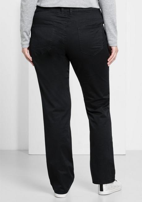 sheego Gerade Hose aus Baumwoll-Twill - schwarz sheego Bestseller
