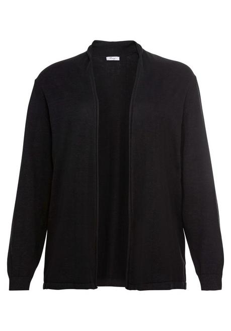 sheego Strickjacke mit schmalem Schalkragen, offene Form - schwarz sheego Sonderangebote