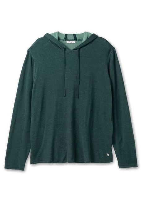 sheego Pullover mit zweifarbiger Kapuze - tiefgrün sheego Tiefpreis
