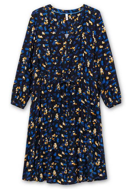 sheego Kleid mit Blumendruck, aus Viskose-Twill - tiefblau gemustert sheego Wochenangebot