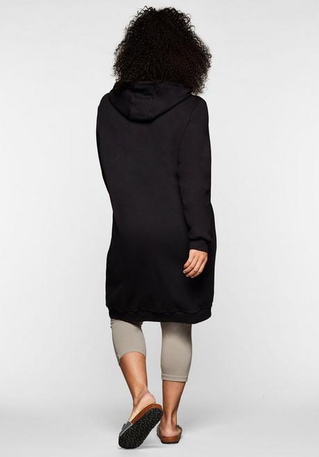 sheego Shirtkleid mit Kapuze und Kängurutasche - schwarz sheego Letzte 3 Tage