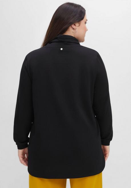 sheego Sweatshirt mit hohem Kragen und Tunnelzug - schwarz sheego Neueste Stile