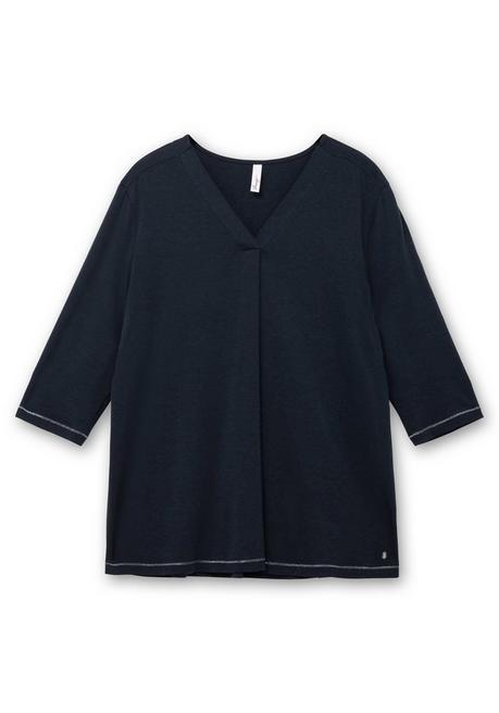 sheego 3/4-Arm-Shirt in leichter A-Linie, mit TENCEL™ Lyocell - tiefblau sheego Zeitbegrenzte Promotion