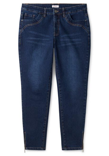 sheego Schmale Jeans mit Zippern am Saumabschluss - dark blue Denim sheego Bis zu 60% Rabatt