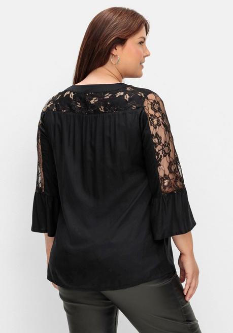 sheego by Joe Browns Elegante Tunika mit floralen Spitzeneinsätzen - schwarz sheego Nur für heute