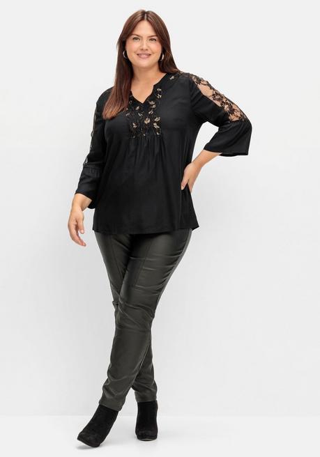 sheego by Joe Browns Elegante Tunika mit floralen Spitzeneinsätzen - schwarz sheego Nur für heute