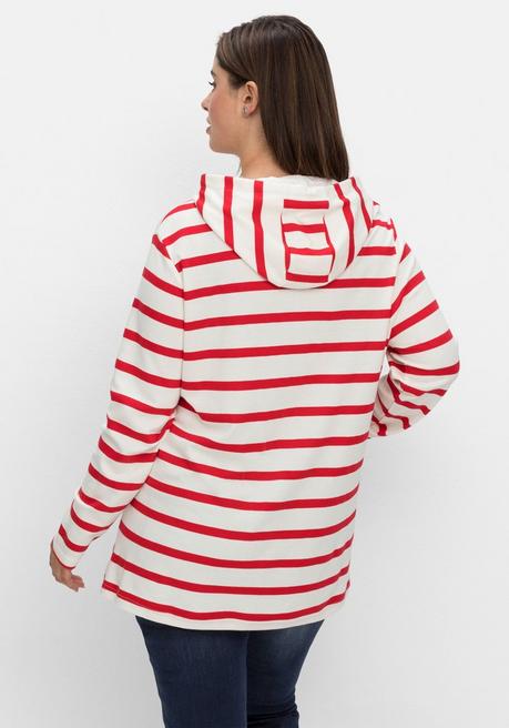sheego Gestreiftes Langarmshirt mit Kapuze - offwhite gestreift sheego Sonderangebot der Fabrik