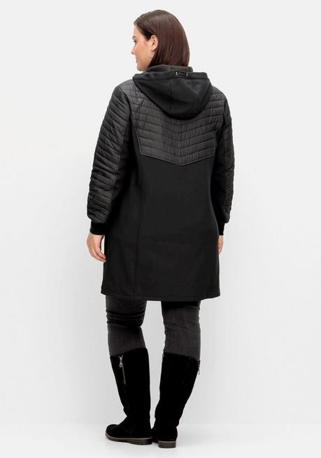 sheego Softshellmantel mit Kapuze, im Materialmix - schwarz sheego Discount Store für neue Produkte