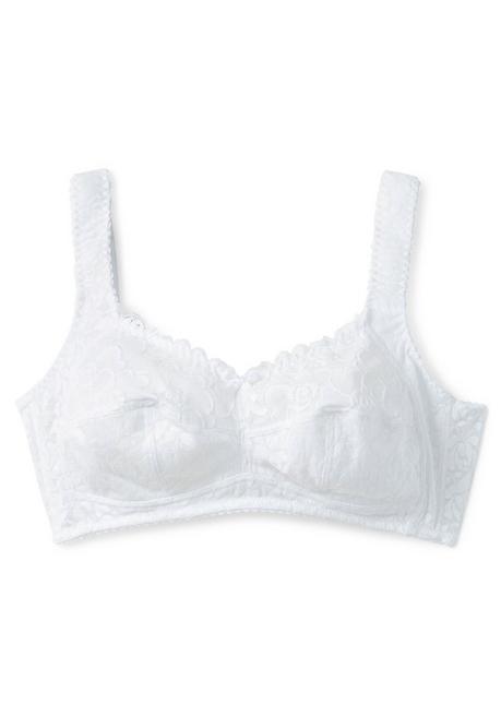 sheego BH ohne Bügel mit leicht transparenter Spitze - weiß sheego Fabrikladen