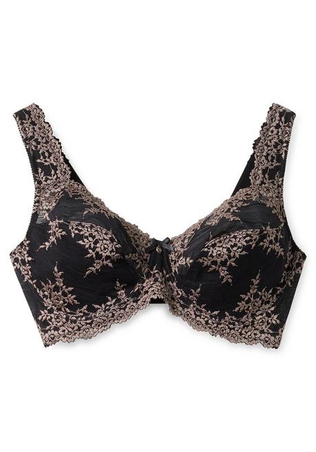 sheego Bügel-BH mit Stickereispitze und Mesh-Einsätzen - schwarz+taupe sheego Fabrik Onlineshop