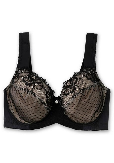 sheego Bügel-BH mit Spitze und Kontrastfutter aus Mesh - schwarz+taupe sheego Günstig kaufen