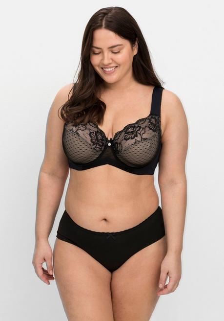 sheego Bügel-BH mit Spitze und Kontrastfutter aus Mesh - schwarz+taupe sheego Günstig kaufen