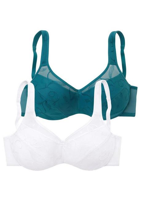PETITE FLEUR Doppelpack Minimizer-BHs mit unterlegten Cups - petrol+weiß sheego Valentinstagsangebot