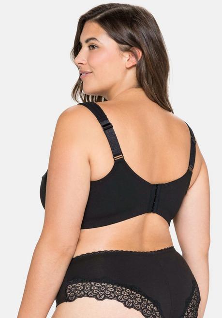 sheego BH ohne Bügel, mit seitlichem Spitzenbesatz - schwarz sheego Online Outlet