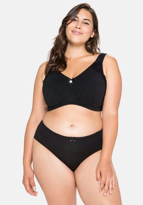 sheego BH ohne Bügel, mit seitlichem Spitzenbesatz - schwarz sheego Online Outlet
