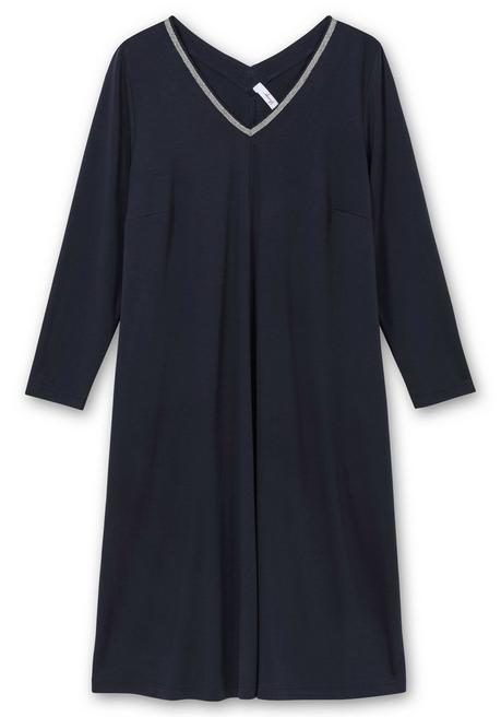 sheego Midikleid in A-Linie, mit Perlendeko am Ausschnitt - tiefblau sheego Kauf eins, bekomm eins gratis